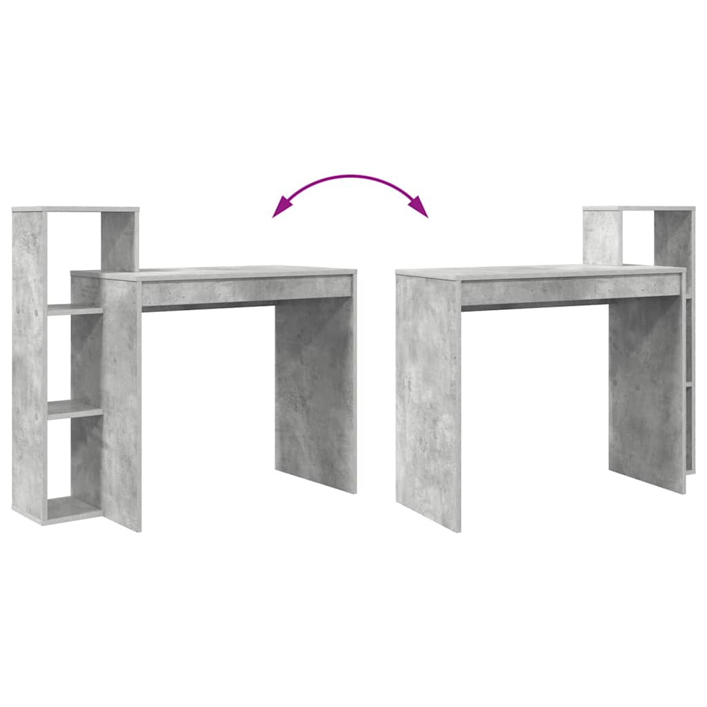 Desk with Shelf Concrete Grey 100 x 40 x 90 cm Engineered Wood