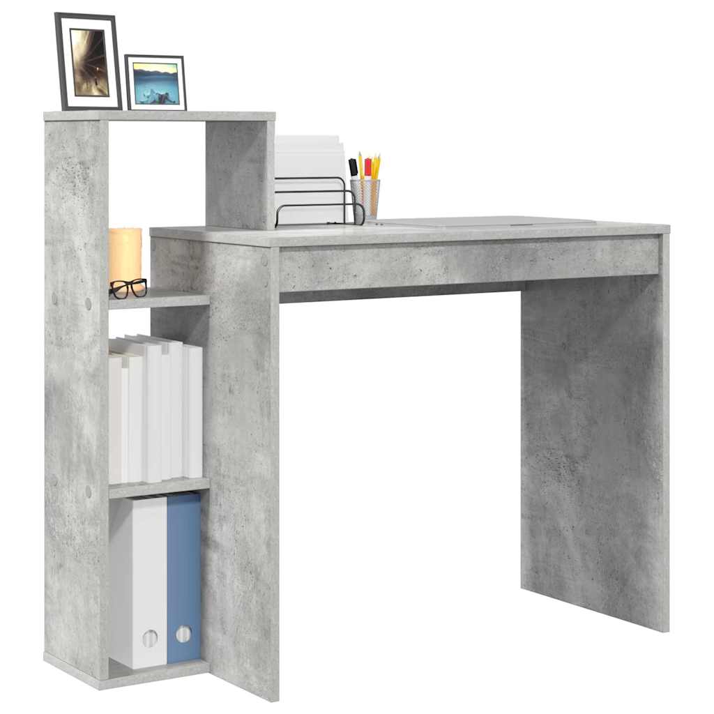 Desk with Shelf Concrete Grey 100 x 40 x 90 cm Engineered Wood