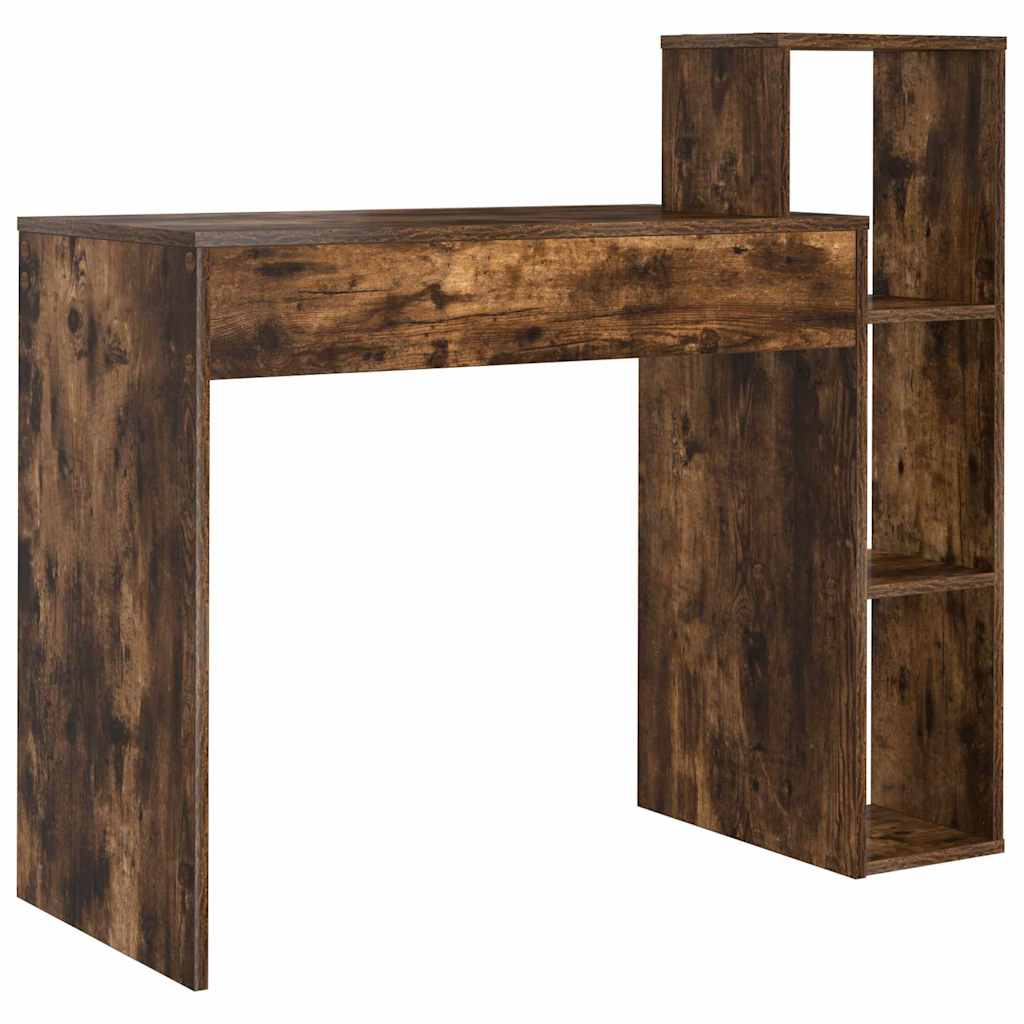 Desk with Shelf Smoked Oak 100 x 40 x 90 cm Engineered Wood