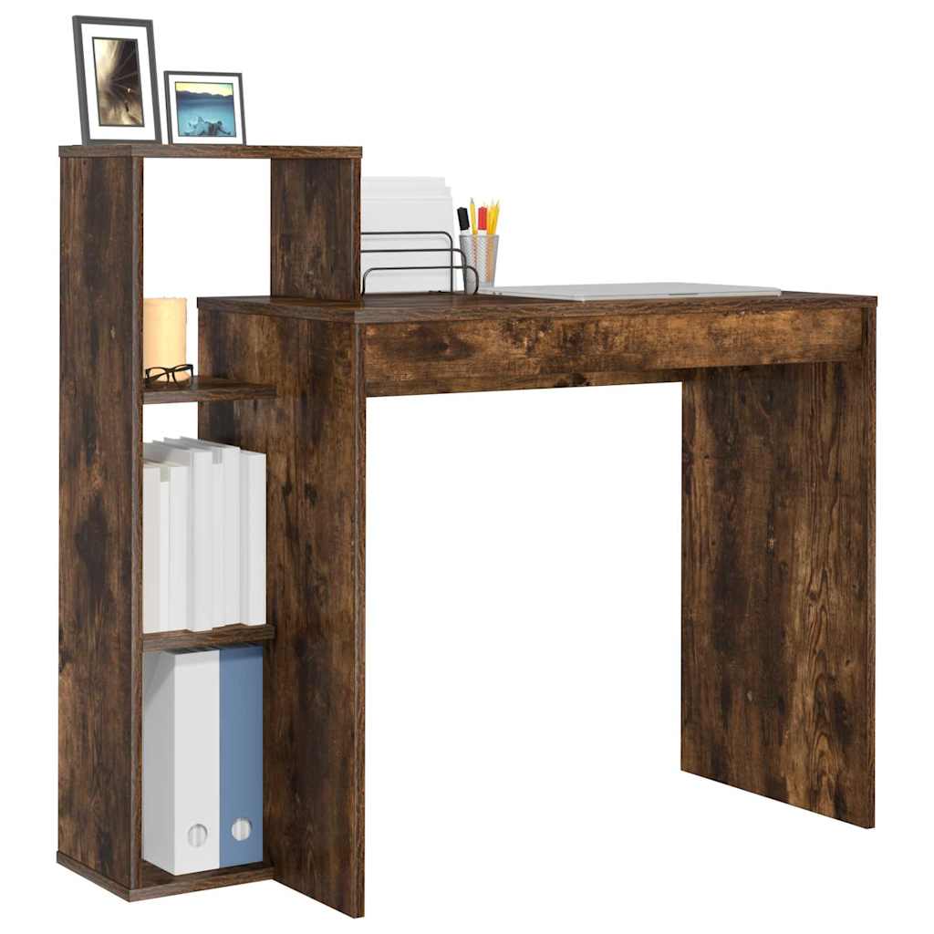 Desk with Shelf Smoked Oak 100 x 40 x 90 cm Engineered Wood