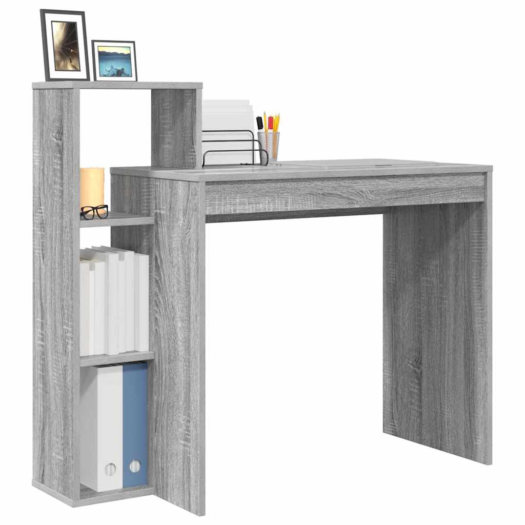 Desk with Shelf Grey Sonoma 100 x 40 x 90 cm Engineered Wood