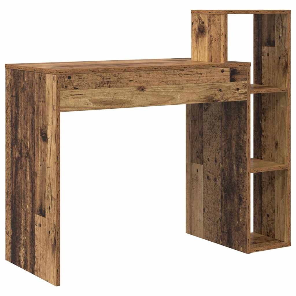 Desk with Shelf Old Wood 100 x 40 x 90 cm Engineered Wood