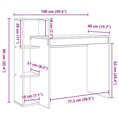 Desk Artisan Oak Engineered Wood 100 x 40 x 90 cm