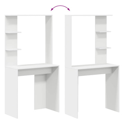 Desk with Shelf White 78.5 x 37 x 154.5 cm Engineered Wood