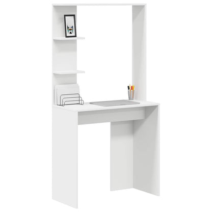 Desk with Shelf White 78.5 x 37 x 154.5 cm Engineered Wood
