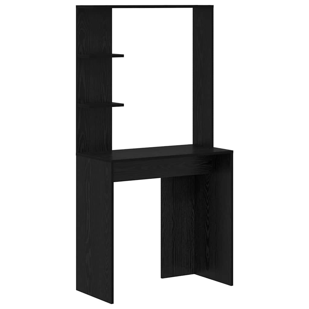Desk with Shelf Black Oak 78.5 x 37 x 154.5 cm Engineered Wood