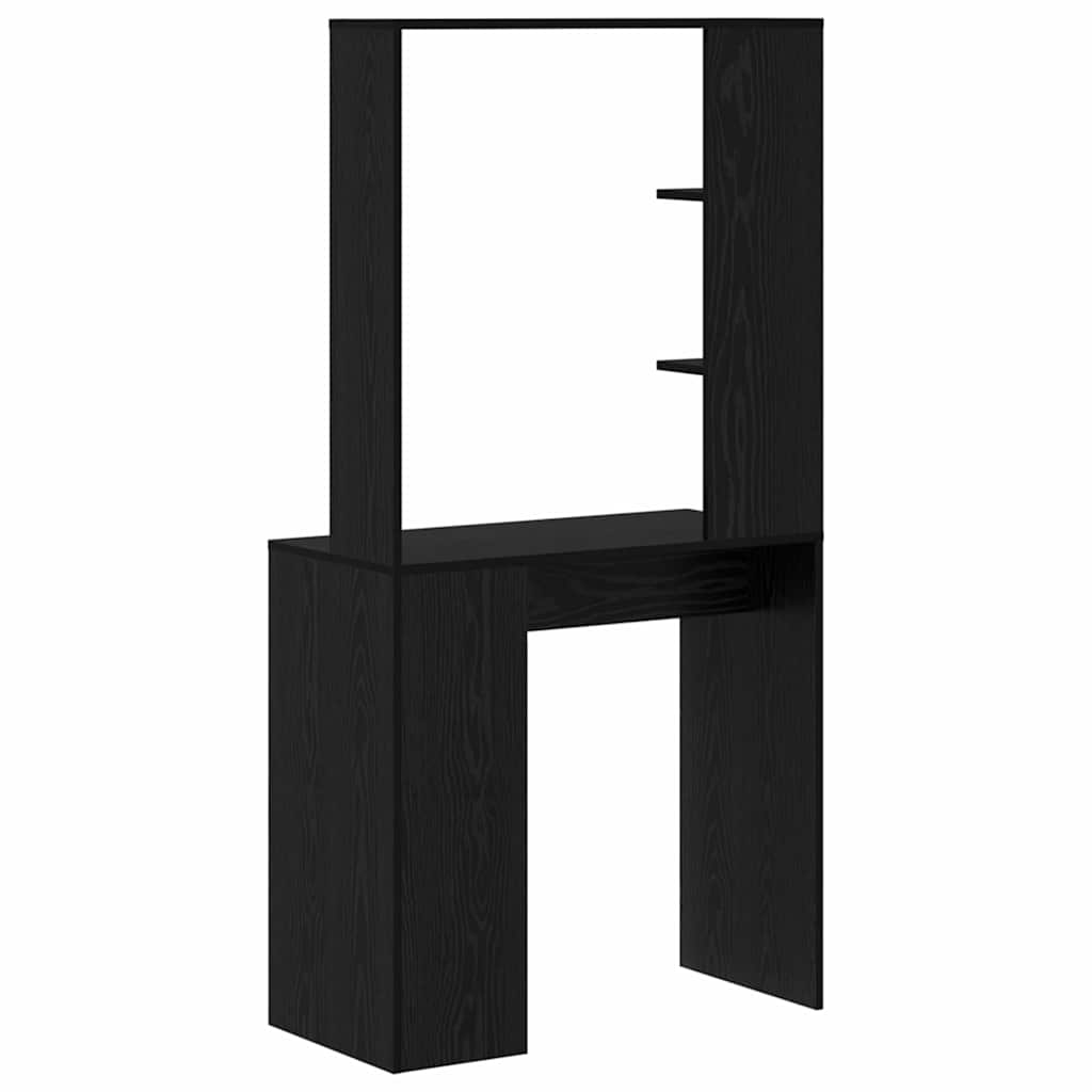 Desk with Shelf Black Oak 78.5 x 37 x 154.5 cm Engineered Wood