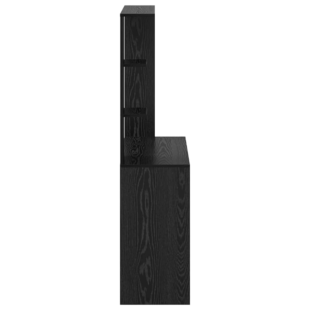 Desk with Shelf Black Oak 78.5 x 37 x 154.5 cm Engineered Wood