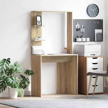 Desk with Shelf Sonoma Oak 78.5 x 37 x 154.5 cm Engineered Wood