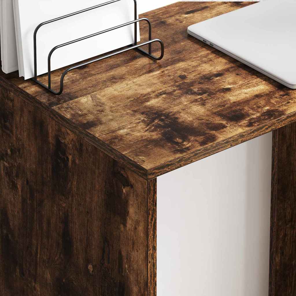 Desk with Shelf Smoked Oak 78.5 x 37 x 154.5 cm Engineered Wood