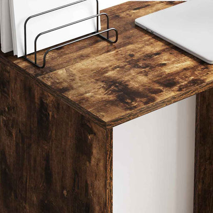 Desk with Shelf Smoked Oak 78.5 x 37 x 154.5 cm Engineered Wood