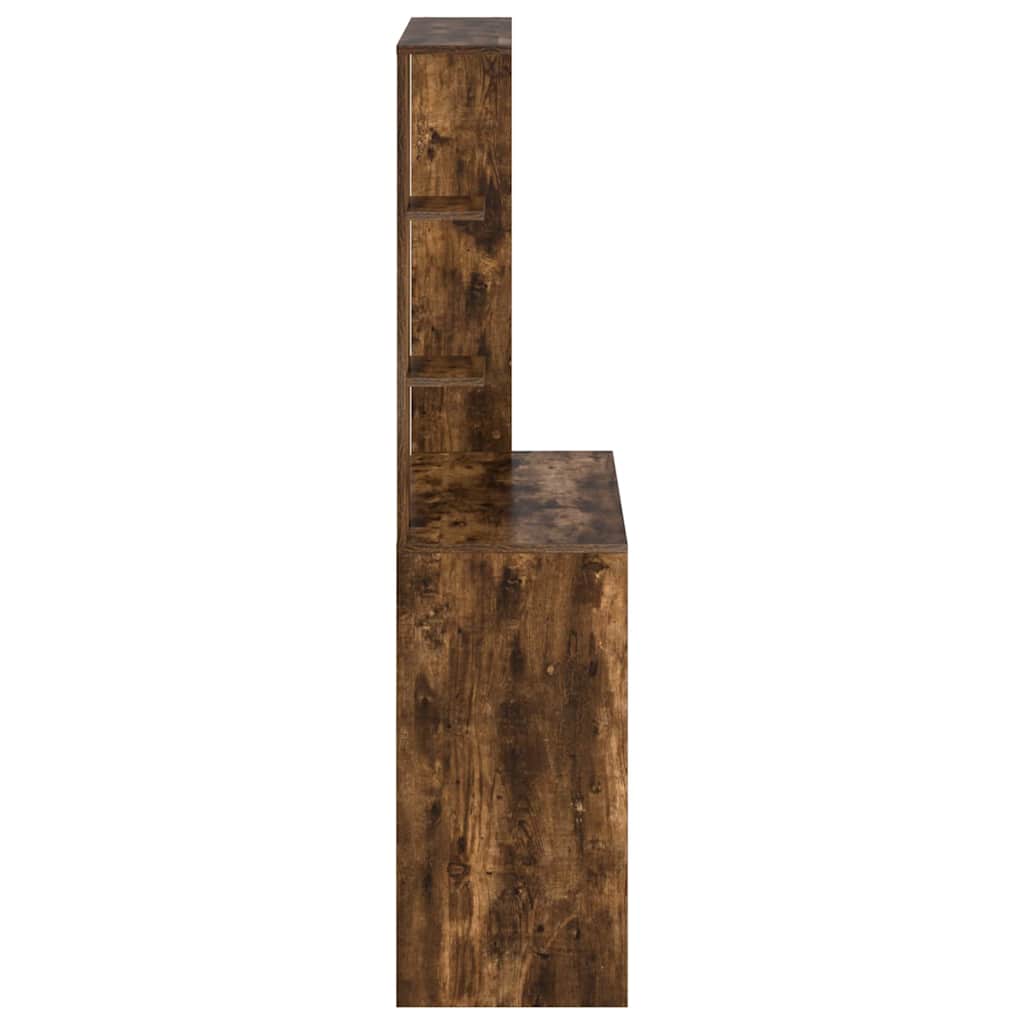 Desk with Shelf Smoked Oak 78.5 x 37 x 154.5 cm Engineered Wood