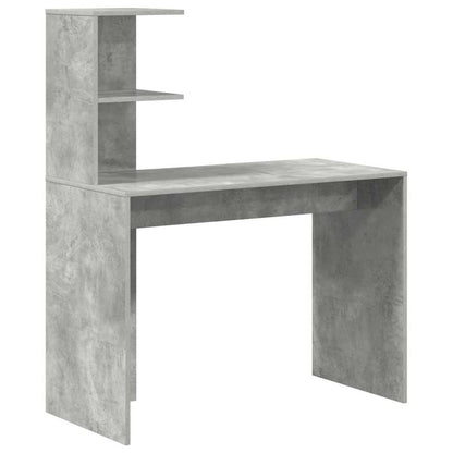 Desk with Shelf Concrete Grey 102 x 50 x 124 cm Engineered Wood