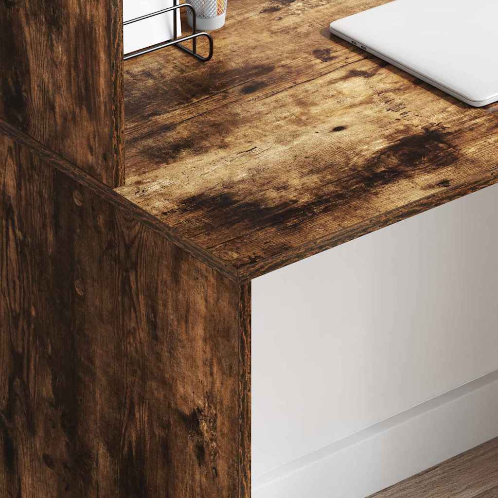 Desk with Shelf Smoked Oak 102 x 50 x 124 cm Engineered Wood
