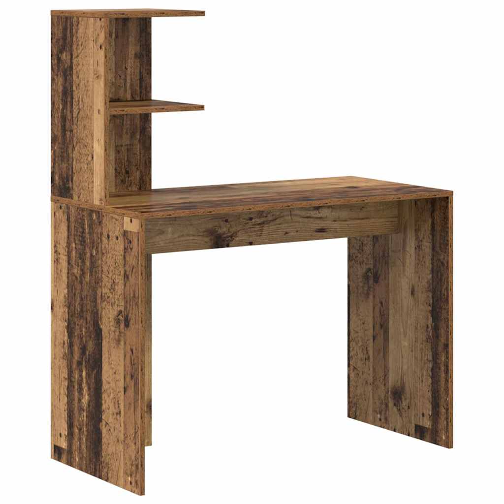 Desk with Shelf Old Wood 102 x 50 x 124 cm Engineered Wood