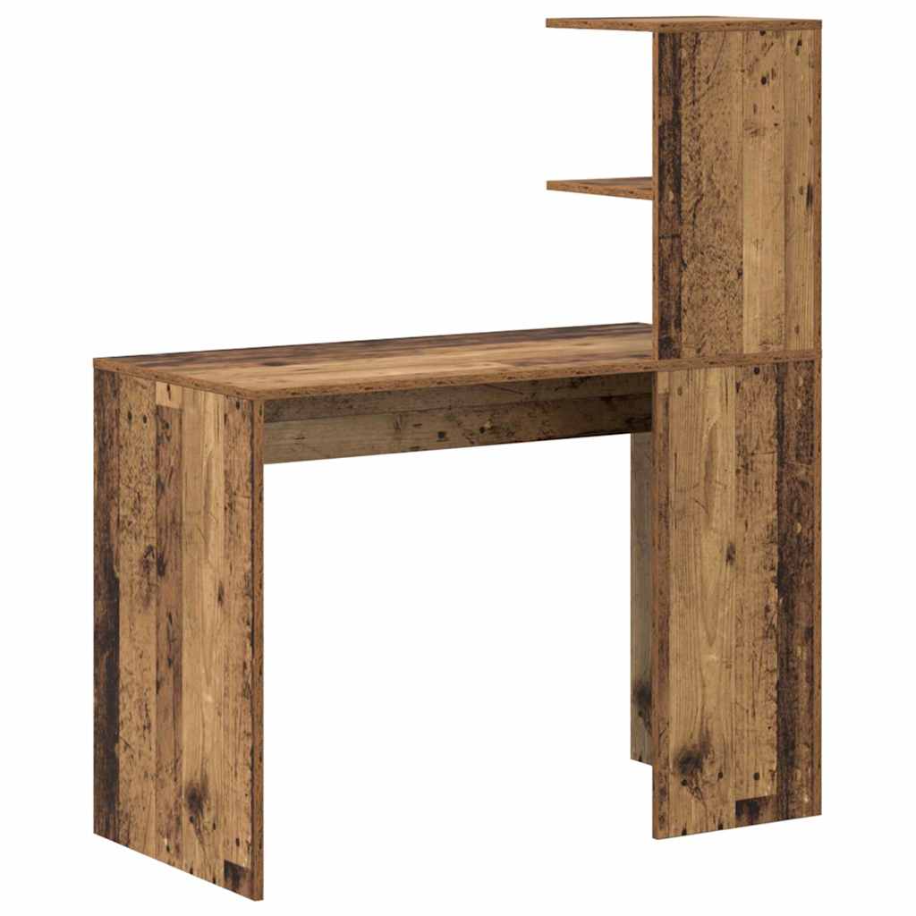 Desk with Shelf Old Wood 102 x 50 x 124 cm Engineered Wood