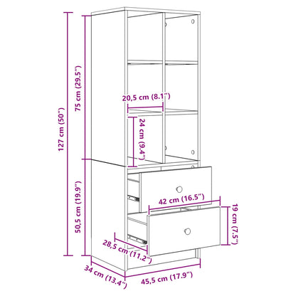 Highboard with Drawer Smoked Oak 45.5 x 34 x 127 cm
