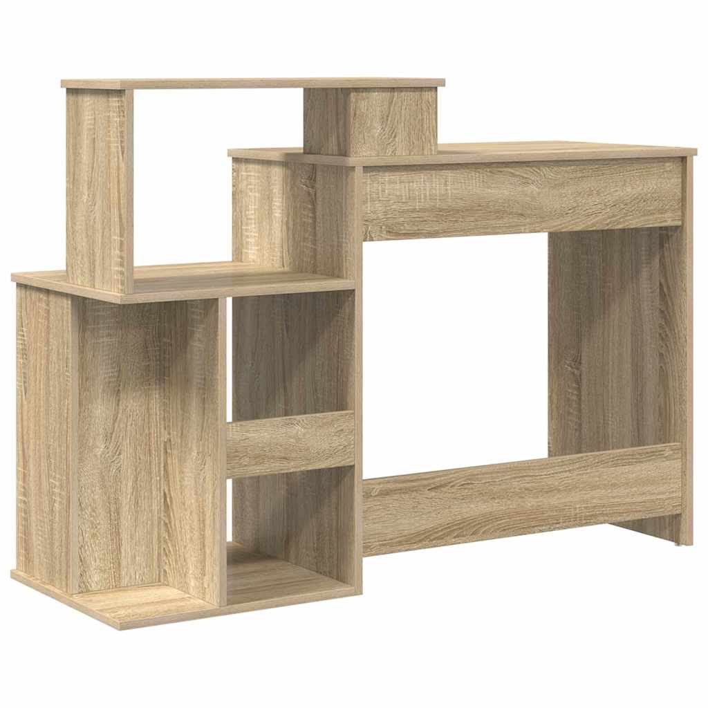 Desk with Shelf Sonoma Oak 120.5 x 44 x 88.5 cm Engineered Wood