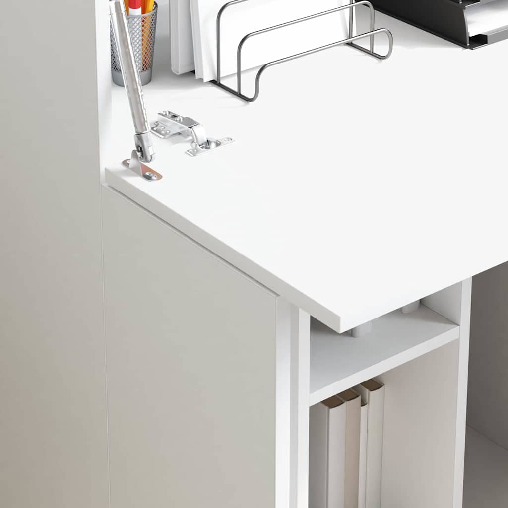Desk with Shelf White 71.5 x 31.5 x 106.5 cm Engineered Wood