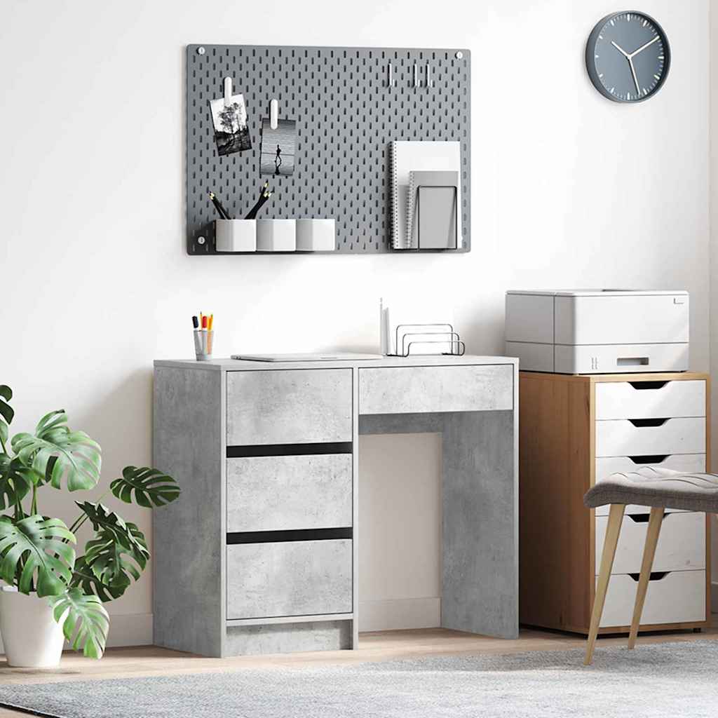 Desk Concrete Grey 90 x 37.5 x 75 cm Engineered Wood