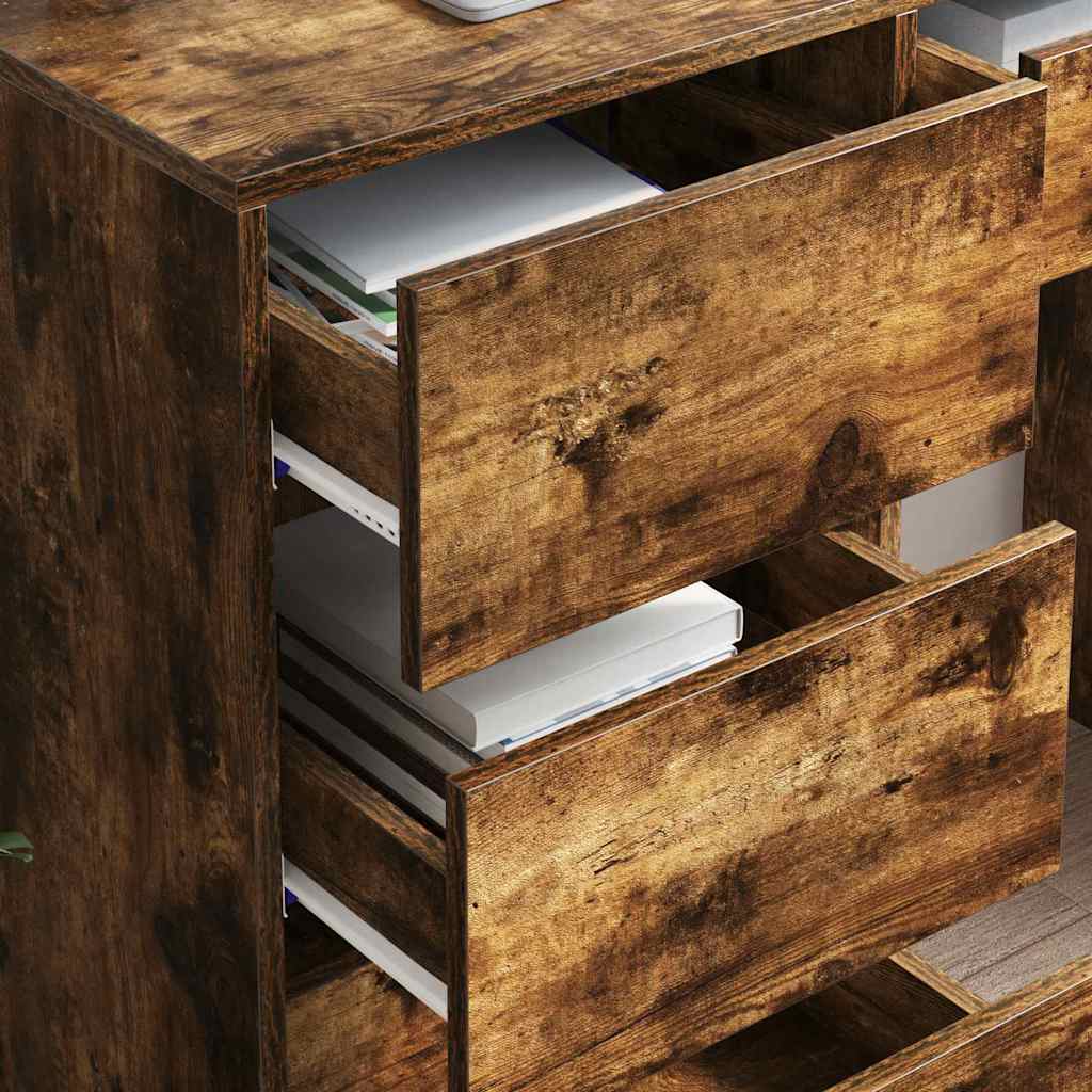 Desk with Drawer Smoked Oak 90 x 37.5 x 75 cm Engineered Wood