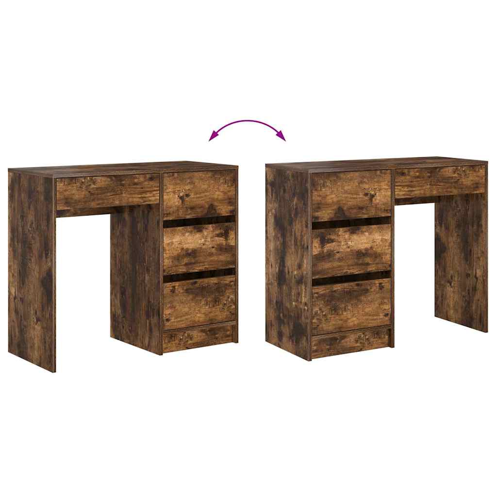 Desk with Drawer Smoked Oak 90 x 37.5 x 75 cm Engineered Wood