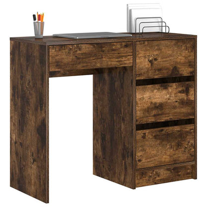 Desk with Drawer Smoked Oak 90 x 37.5 x 75 cm Engineered Wood