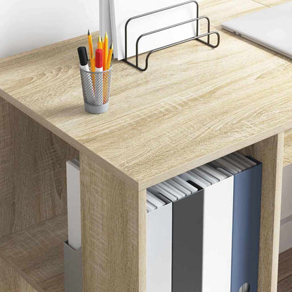 Desk with Shelf Sonoma Oak 130 x 50.5 x 75 cm Engineered Wood