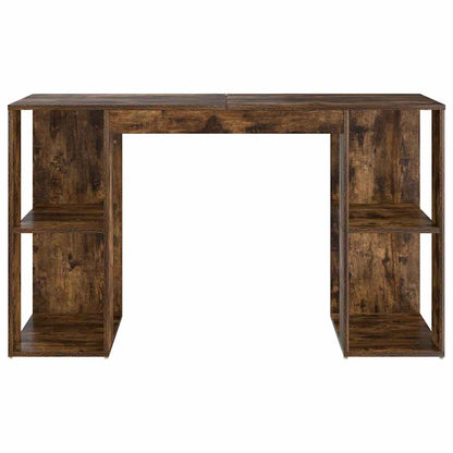 Desk with Shelf Smoked Oak 130 x 50.5 x 75 cm Engineered Wood