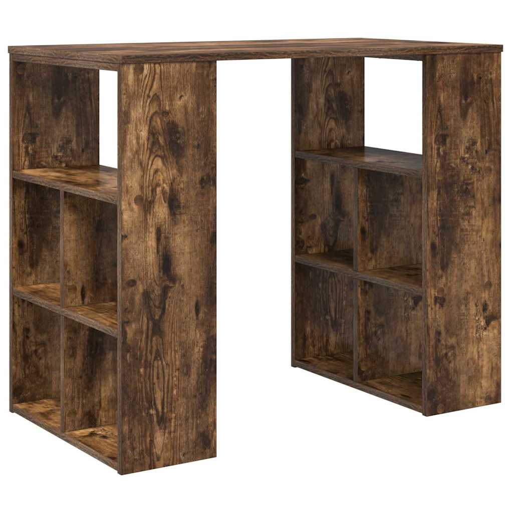 Desk with Shelf Smoked Oak 90 x 50 x 75 cm Engineered Wood