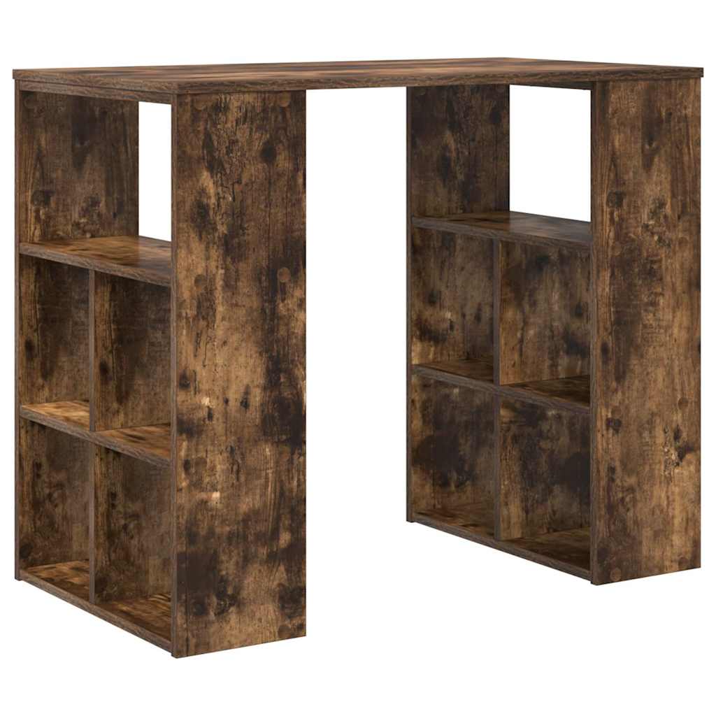 Desk with Shelf Smoked Oak 90 x 50 x 75 cm Engineered Wood