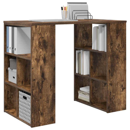 Desk with Shelf Smoked Oak 90 x 50 x 75 cm Engineered Wood