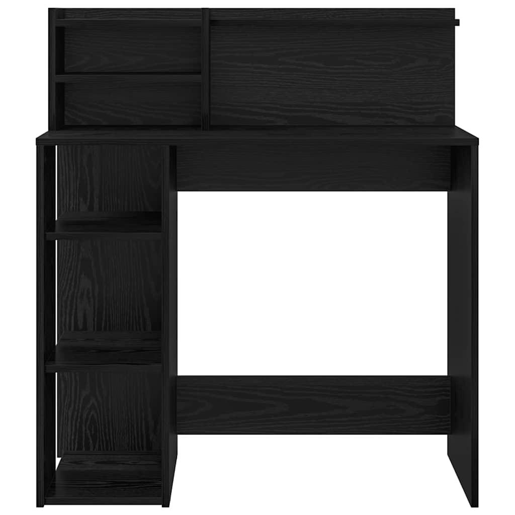 Desk with Shelf Black Oak 90 x 48 x 101.5 cm Engineered Wood