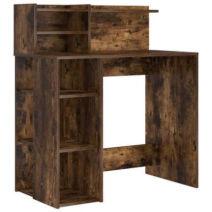 Desk with Shelf Smoked Oak 90 x 48 x 101.5 cm Engineered Wood