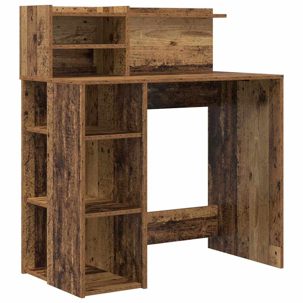 Desk with Shelf Old Wood 90 x 48 x 101.5 cm Engineered Wood