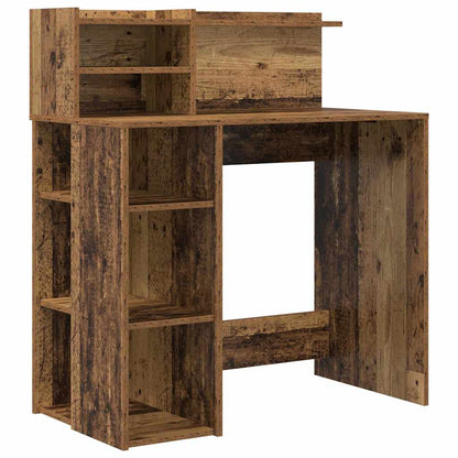 Desk with Shelf Old Wood 90 x 48 x 101.5 cm Engineered Wood