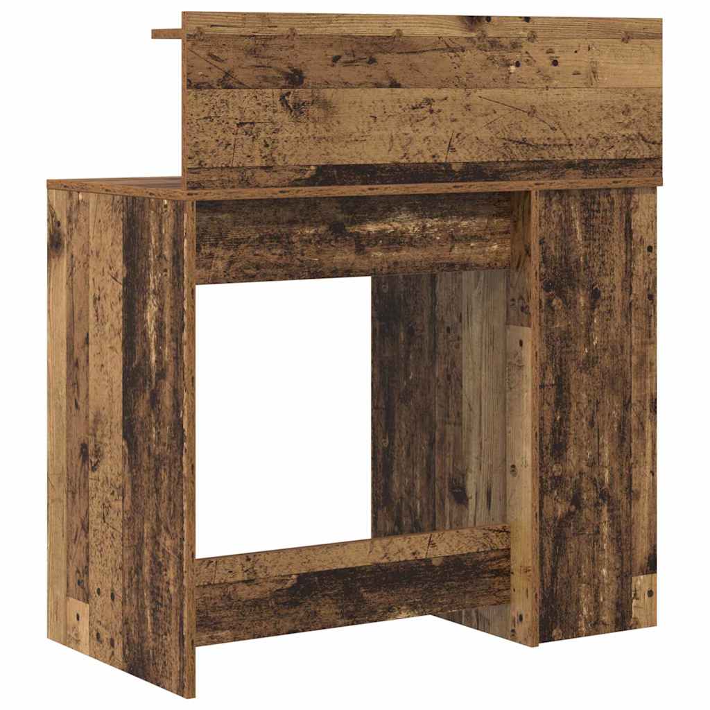 Desk with Shelf Old Wood 90 x 48 x 101.5 cm Engineered Wood
