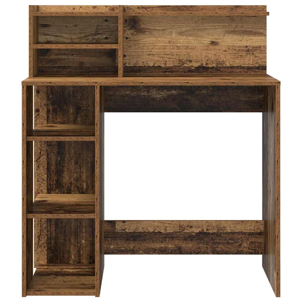 Desk with Shelf Old Wood 90 x 48 x 101.5 cm Engineered Wood