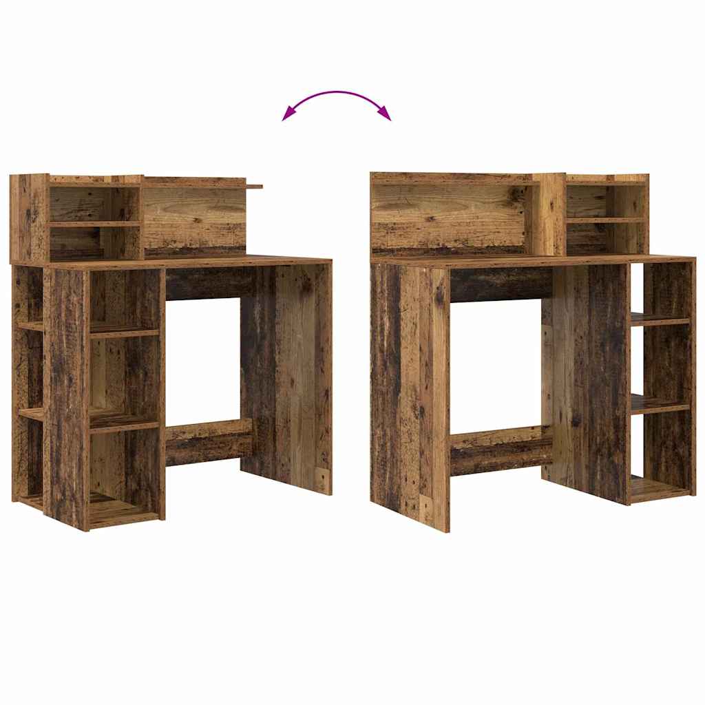Desk with Shelf Old Wood 90 x 48 x 101.5 cm Engineered Wood