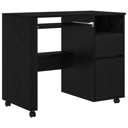 Desk with Wheels Black Oak 91 x 50 x 77 cm Engineered Wood