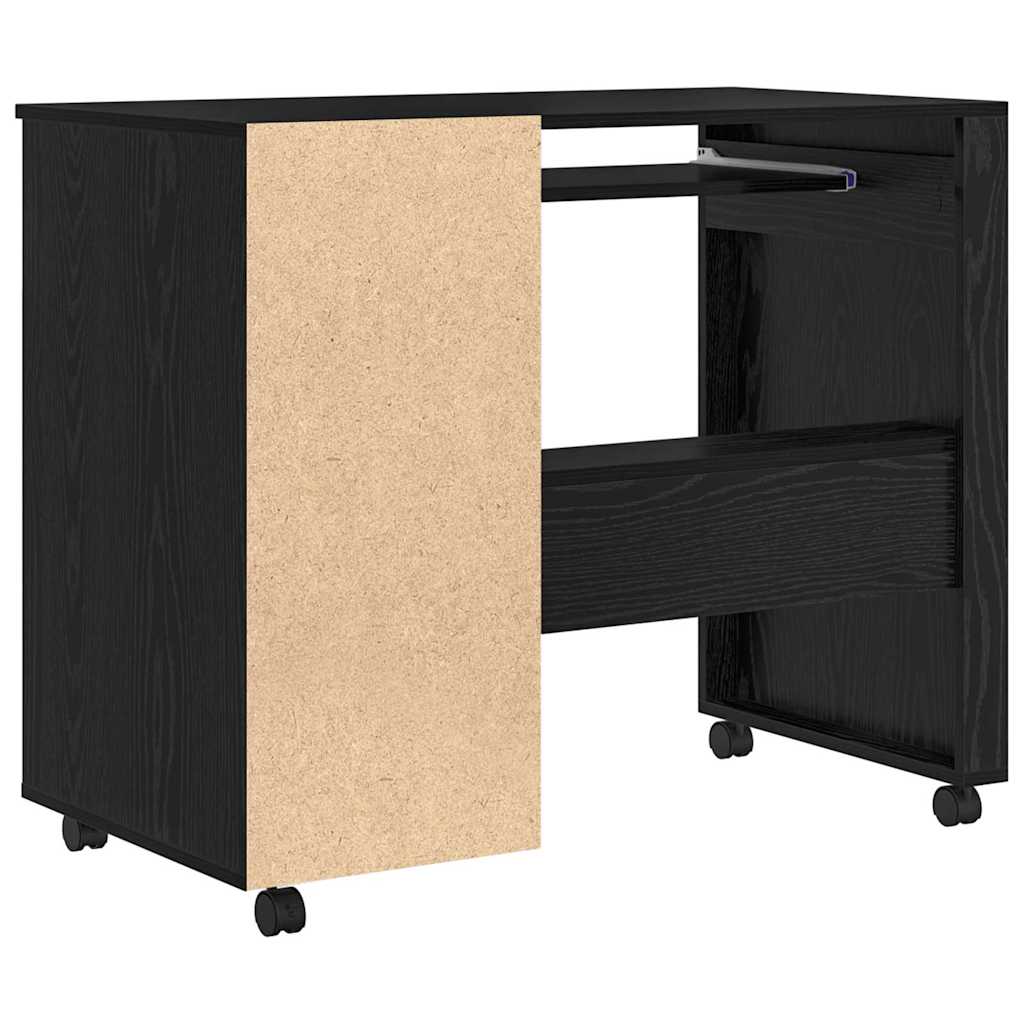 Desk with Wheels Black Oak 91 x 50 x 77 cm Engineered Wood