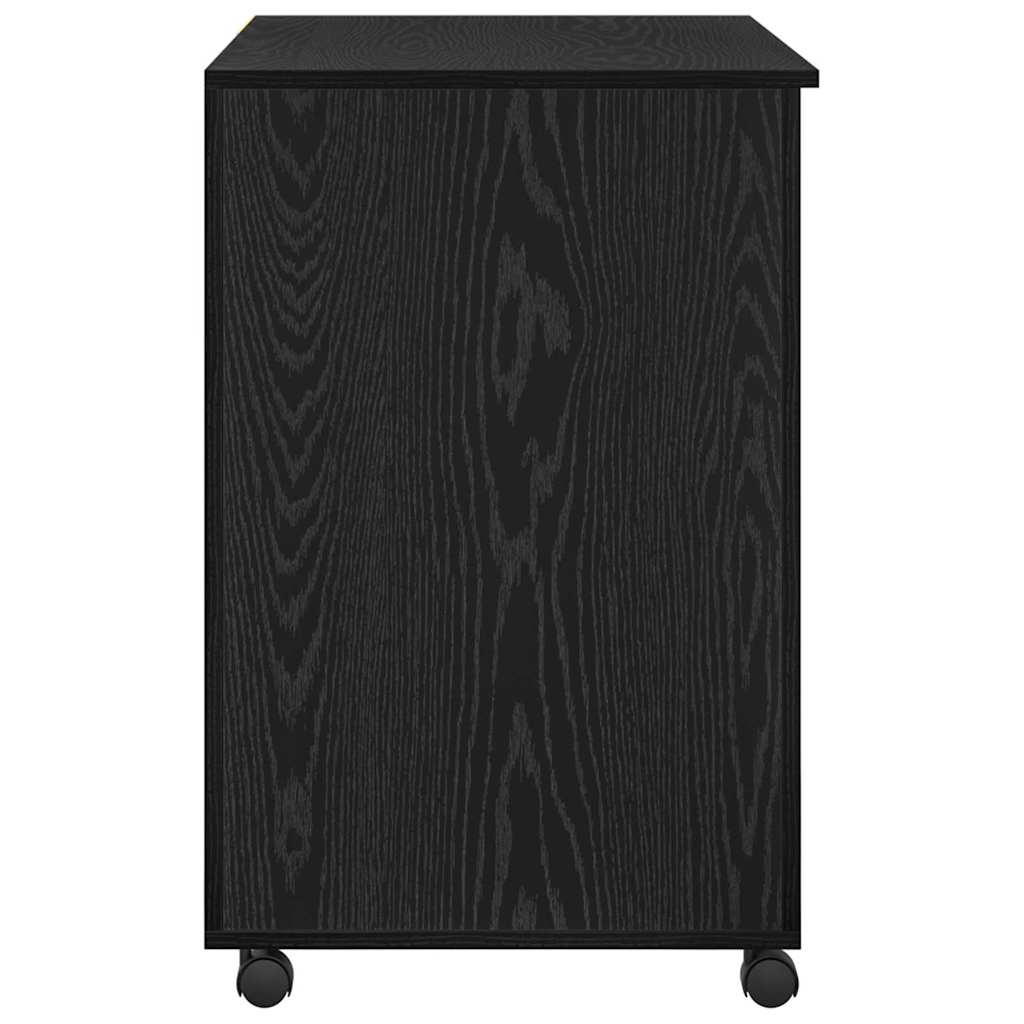 Desk with Wheels Black Oak 91 x 50 x 77 cm Engineered Wood