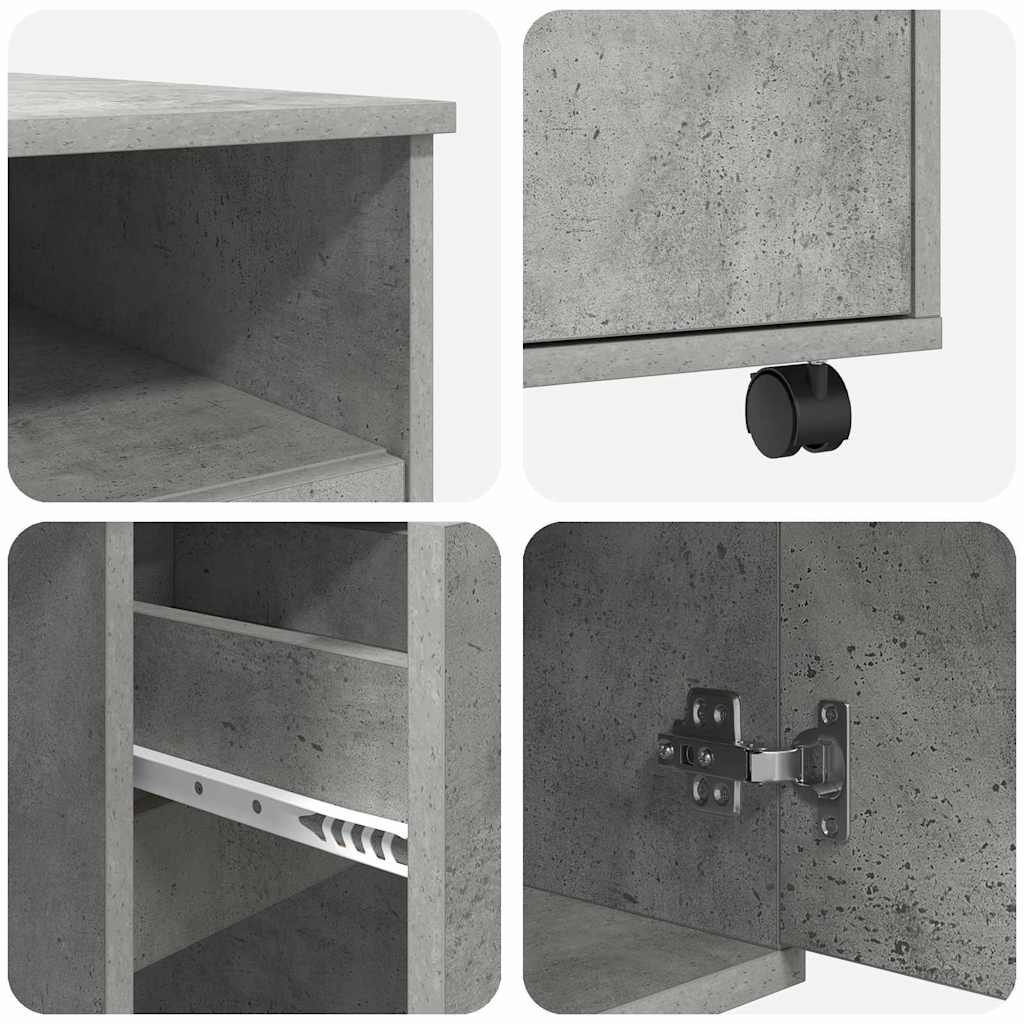 Desk with Wheels Concrete Grey 91 x 50 x 77 cm Engineered Wood