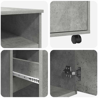 Desk with Wheels Concrete Grey 91 x 50 x 77 cm Engineered Wood