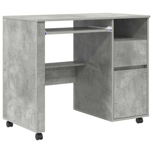 Desk with Wheels Concrete Grey Engineered Wood 91 x 50 x 77 cm