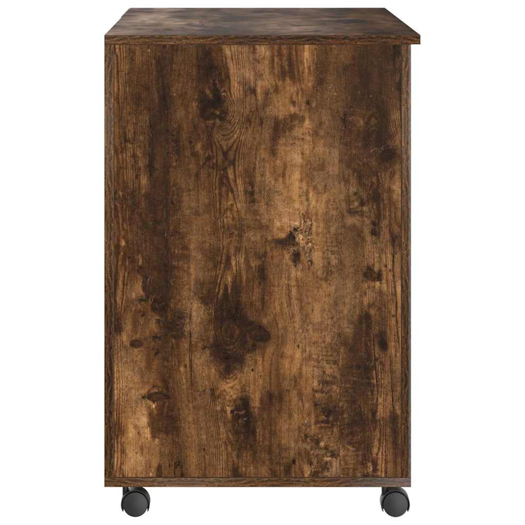 Desk with Wheels Smoked Oak 91 x 50 x 77 cm Engineered Wood