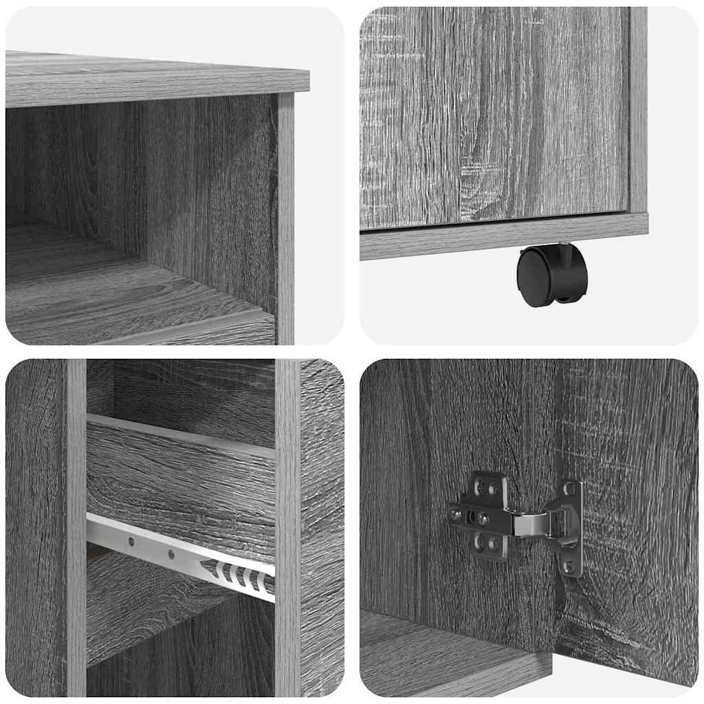 Desk with Wheels Grey Sonoma 91 x 50 x 77 cm Engineered Wood