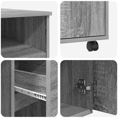 Desk with Wheels Grey Sonoma 91 x 50 x 77 cm Engineered Wood