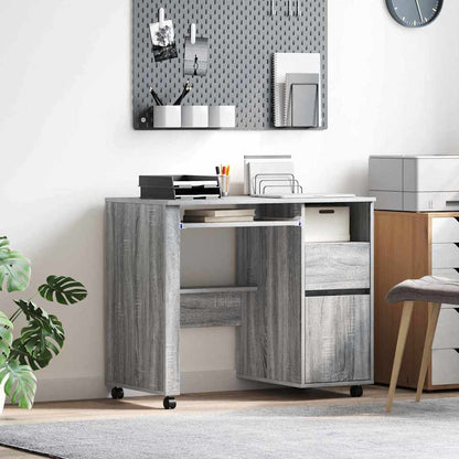 Desk with Wheels Grey Sonoma 91 x 50 x 77 cm Engineered Wood