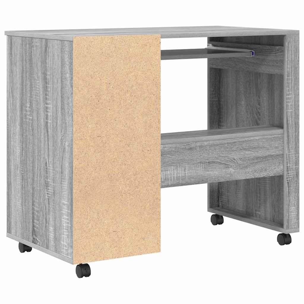 Desk with Wheels Grey Sonoma 91 x 50 x 77 cm Engineered Wood